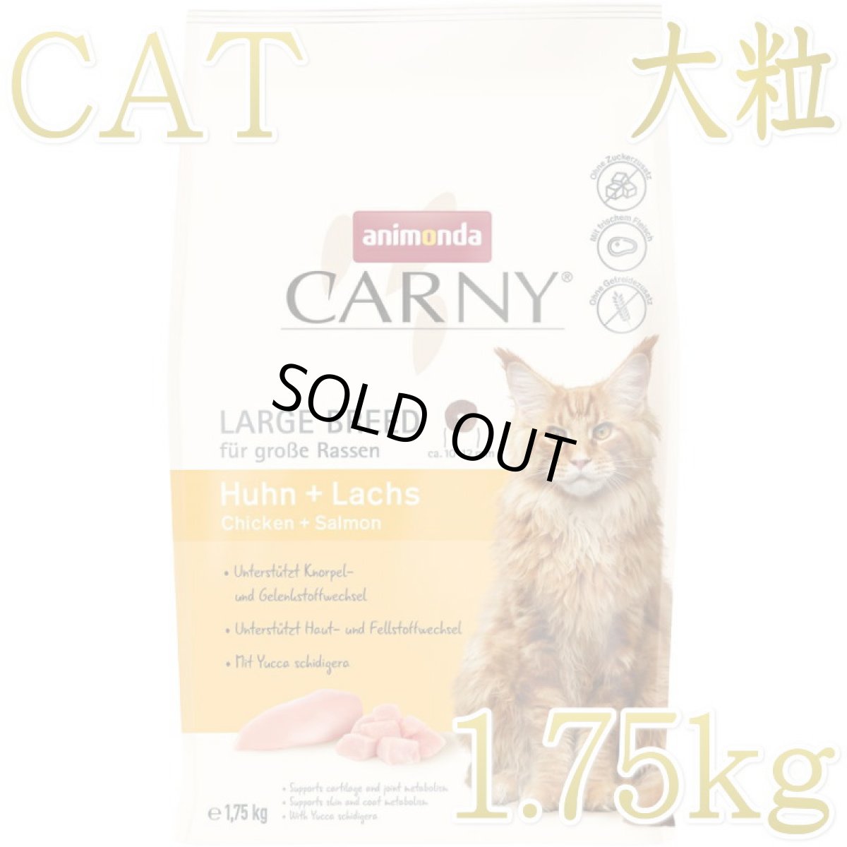 画像1: 最短賞味2026.9.10・アニモンダ 猫 カーニー ドライ 成猫用 大型猫種向け 鶏・サーモン 1.75kg/83553キャットフード正規品 (1)