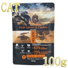 画像1: NEW 最短賞味2025.10.10・アンブロシア 猫 キャットサーモン＆チキン 100g 全猫用 特にインドア/避妊去勢/仔猫ドライフード正規品amb07439 (1)