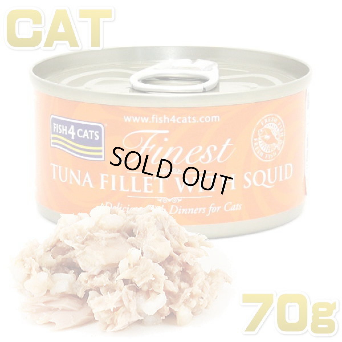 画像1: 最短賞味2027.7・フィッシュ4キャット 猫缶「ツナ＆イカ」 70g缶 全年齢猫用キャットフード ウェット一般食正規品f4c02073 (1)