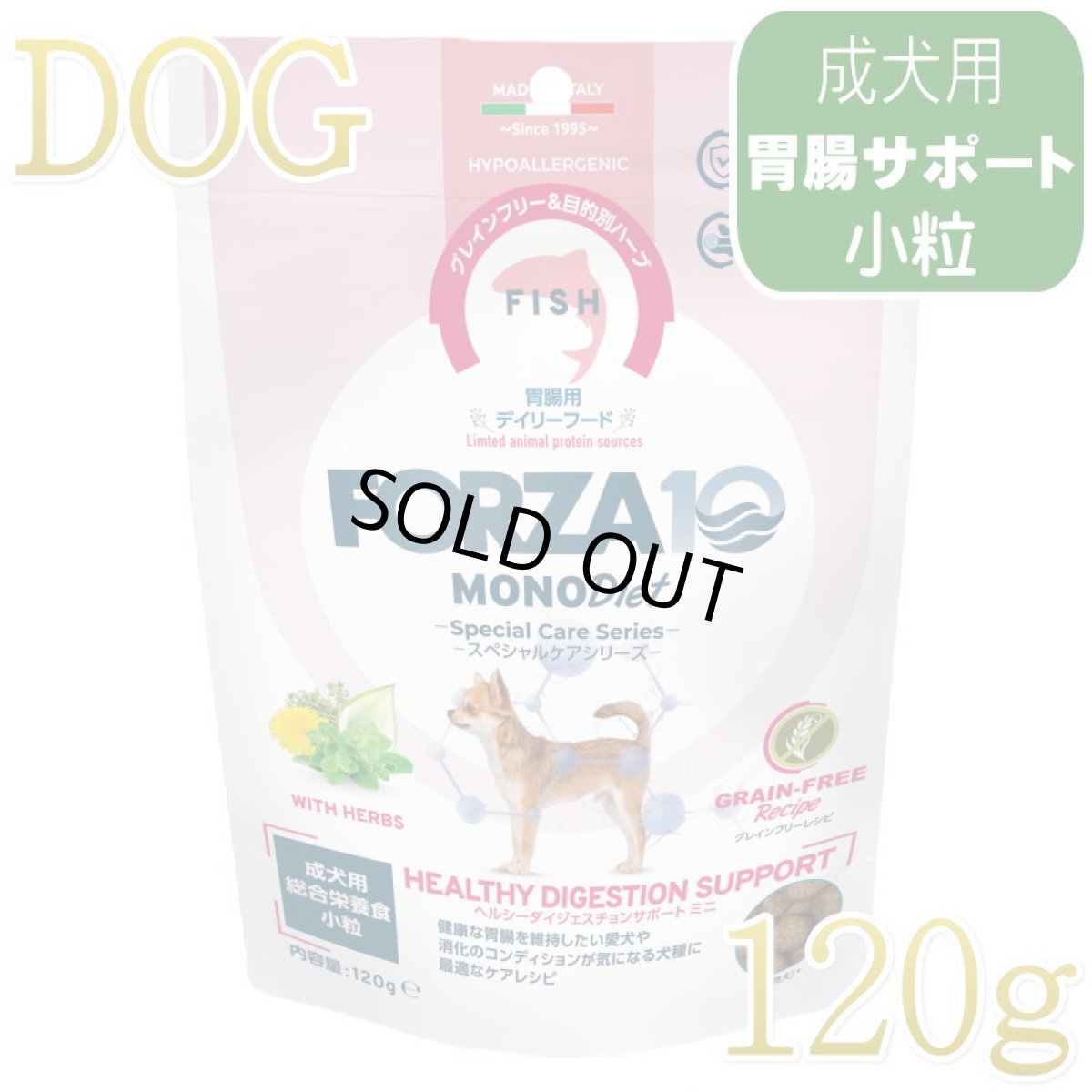 画像1: NEW 最短賞味・フォルツァ10 犬 スペシャルケア ヘルシーダイジェスチョン 120g fo72773胃腸ケア成犬用ドッグフードFORZA10正規品 (1)