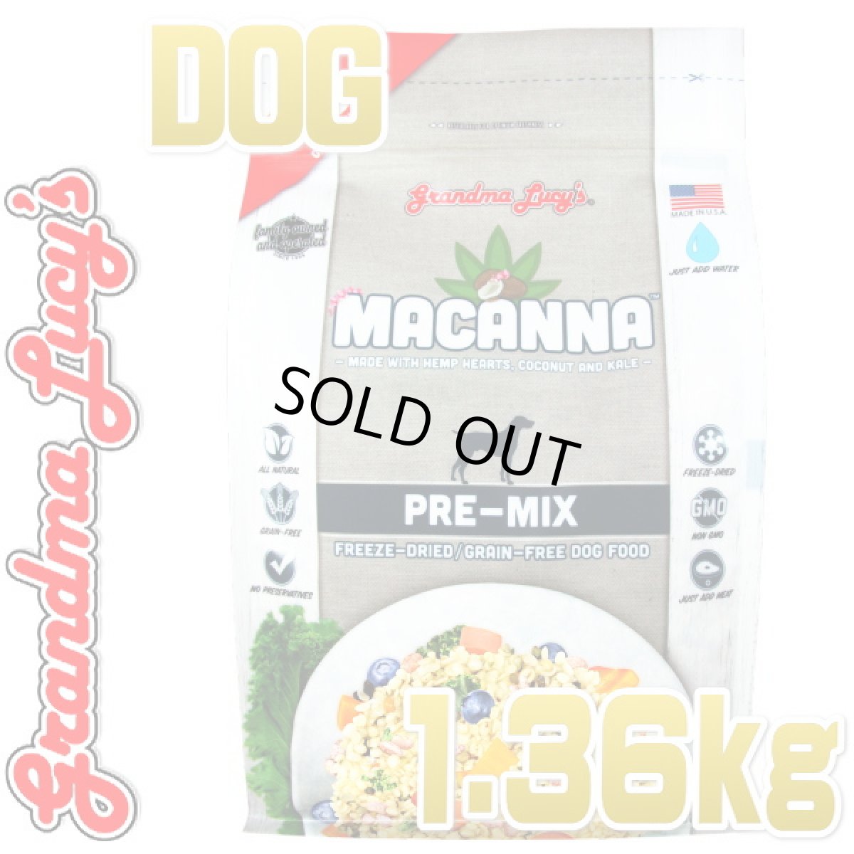 画像1: 最短賞味2025.9.25・グランマルーシーズ 犬用 マカンナ プレミックス 1.36kg フリーズドライ グレインフリー Grandma Lucys 正規品gl20170 (1)