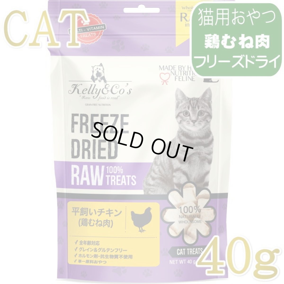 画像1: NEW 最短賞味2028.6・ケリーアンドコー猫フリーズドライ おやつ チキンブレスト 40g猫用kec00152/Kelly＆Co’s正規品 (1)
