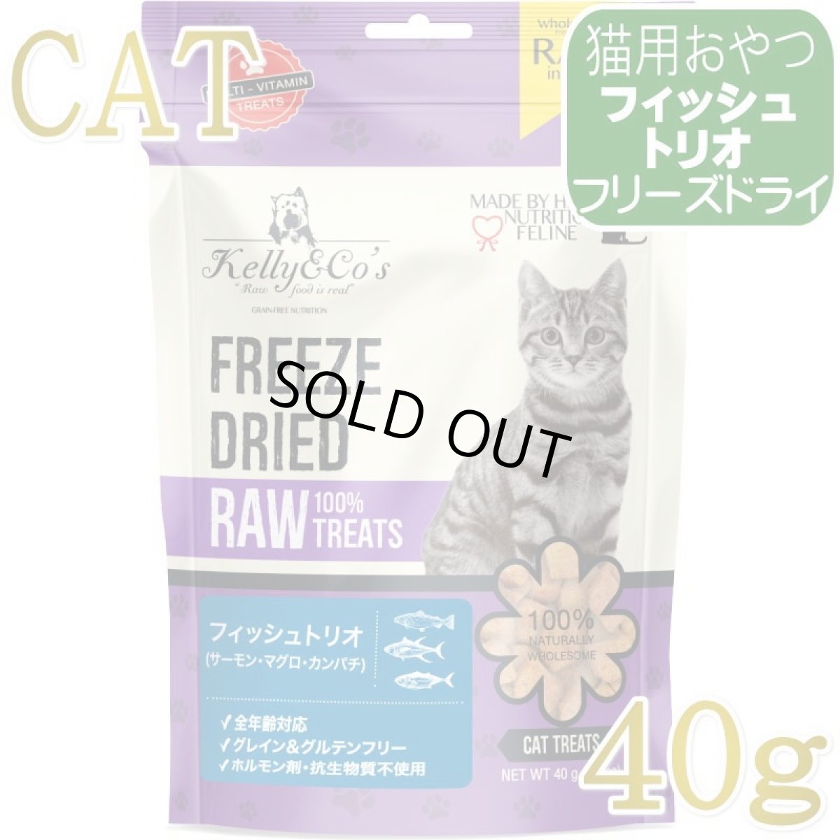 画像1: NEW 最短賞味2028.6・ケリーアンドコー猫フリーズドライ おやつ フィッシュトリオ 40g猫用kec01524/Kelly＆Co’s正規品 (1)
