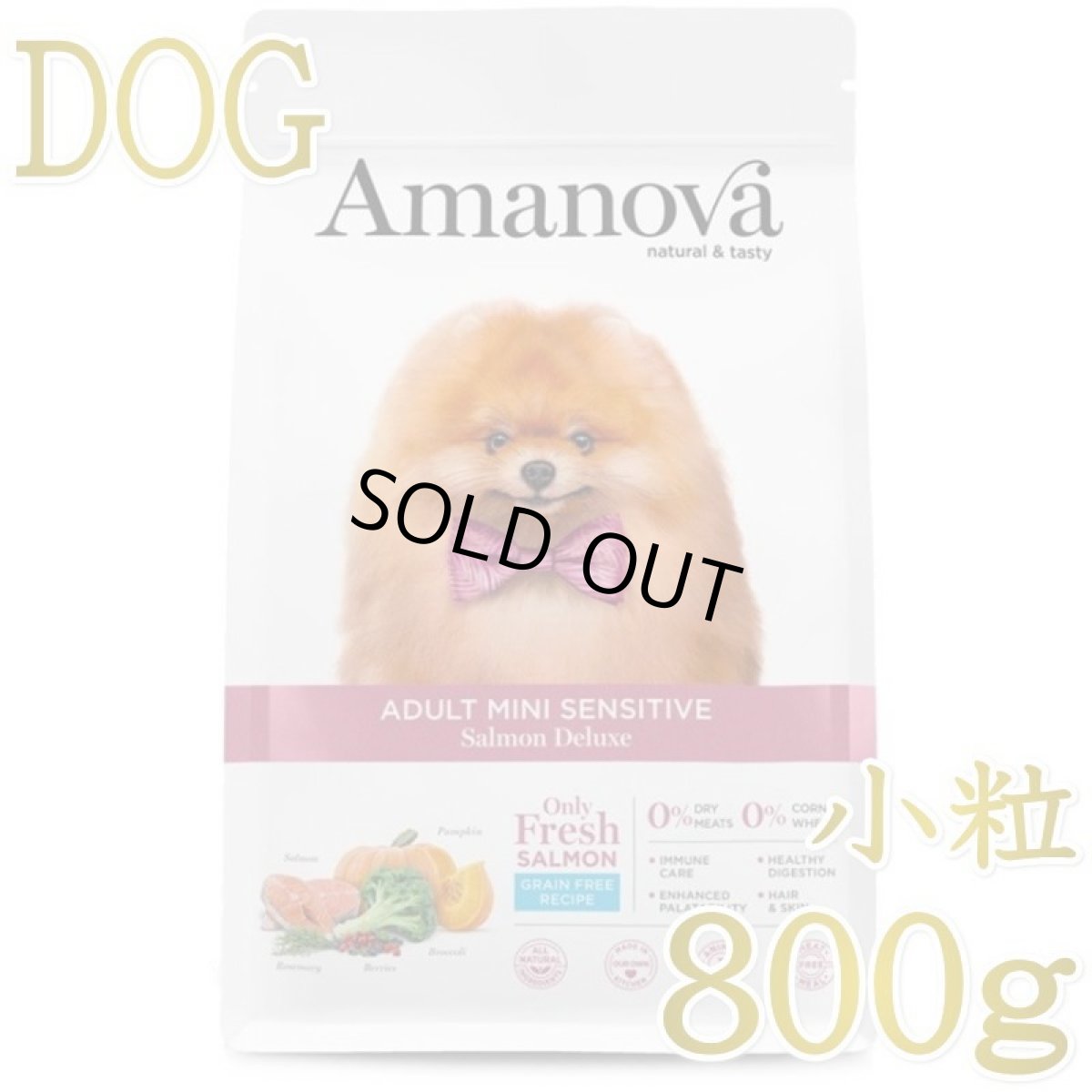 画像1: 最短賞味2027.12.12・アマノヴァ 犬 ミニ センシティブ サーモン デラックス 成犬用・小粒800gAmanova正規品lam110-ama73788 (1)