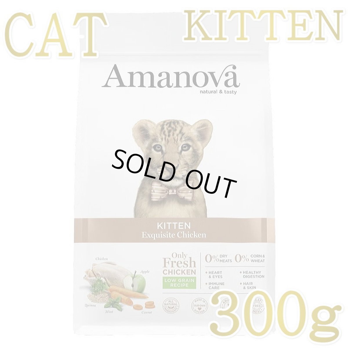 画像1: SALE/賞味切迫2026.10.9・アマノヴァ 子猫 キトン エクスクイジット チキン 300g子猫用ローグレインAmanova正規品lam230-ama31108 (1)