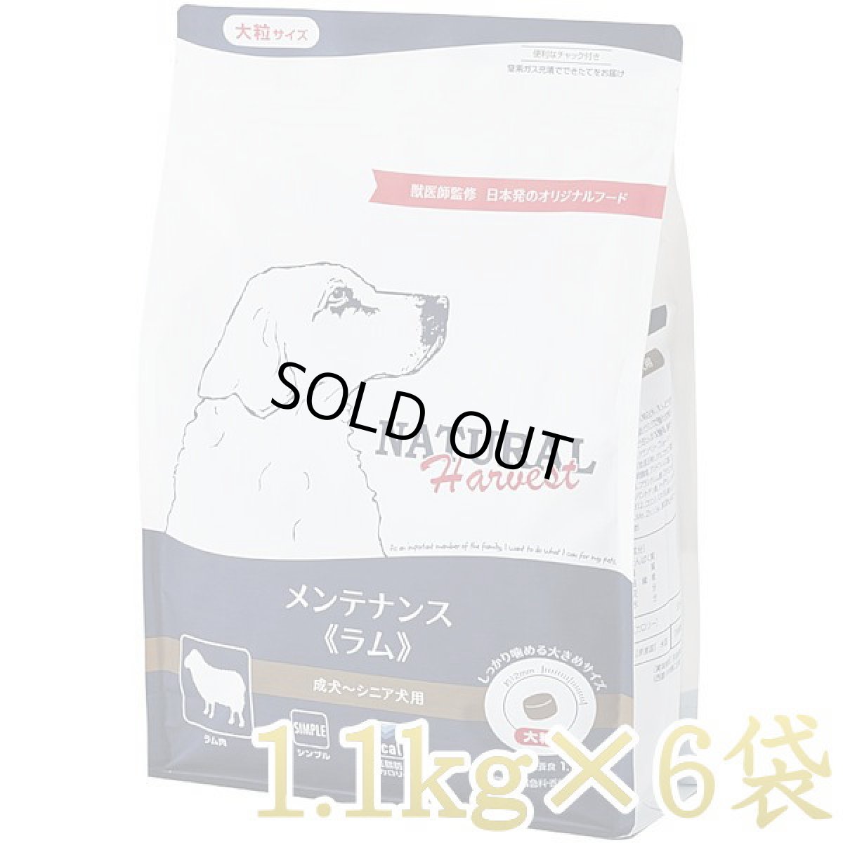 画像1: 最短賞味2026.10・ナチュラルハーベスト メンテナンス ラム1.1kg×6袋/成犬シニア犬対応ドライフードNatural Harvest正規品nh12312s6 (1)