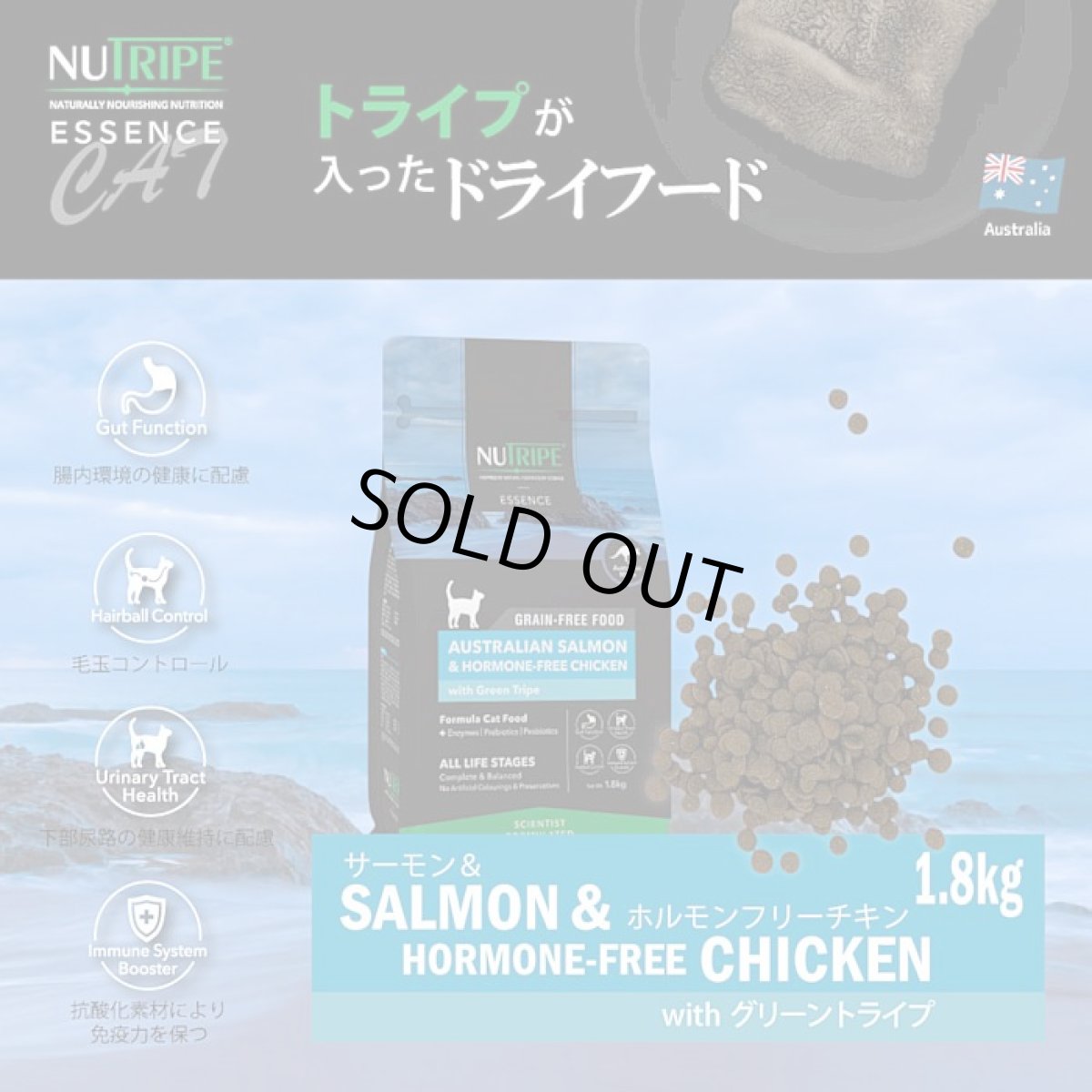 画像2: 最短賞味2026.11・ニュートライプ 猫 サーモン＆チキン 1.8kg全年齢猫用グリーントライプ キャットフードnu35056 (2)