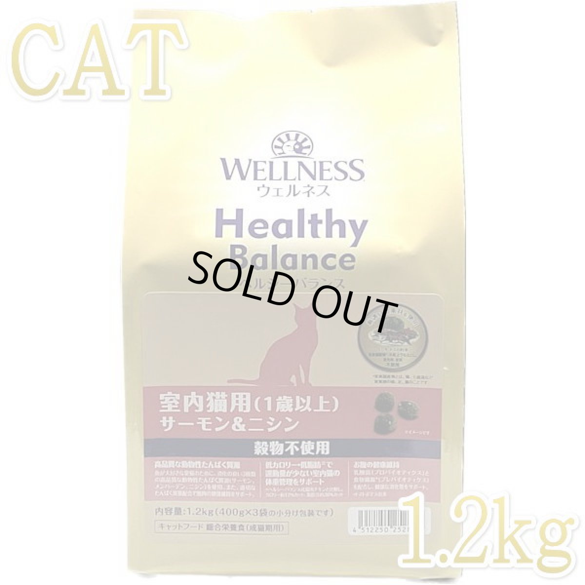 画像1: 最短賞味2026.1.17・ウェルネス 猫 ヘルシーバランス サーモン＆ニシン1.2kg(400g×3袋)室内猫用(1歳以上)キャットフード正規品we52864 (1)