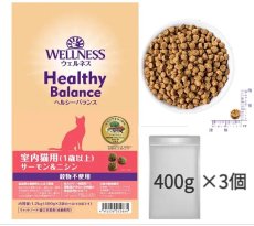 画像3: NEW 最短賞味2025.3.12・ウェルネス 猫 ヘルシーバランス サーモン＆ニシン1.2kg(400g×3袋)室内猫用(1歳以上)キャットフード正規品we52864 (3)