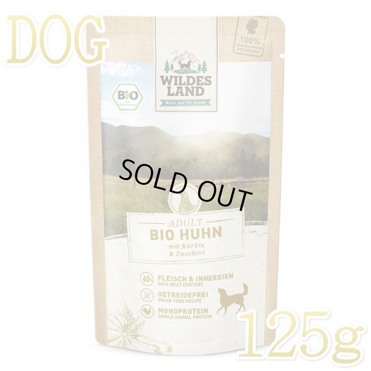 画像1: SALE/賞味切迫2025.8・ワイルドランド 犬 Bio チキンwithパンプキン＆ズッキーニ入り125gパウチwl08338成犬用総合栄養食/正規品 (1)