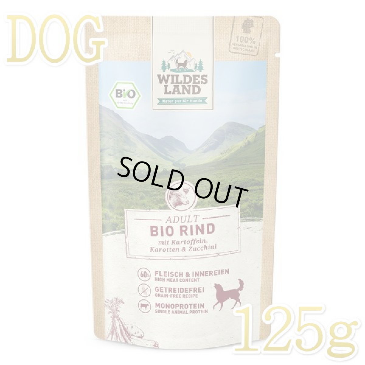 画像1: 最短賞味2025.11・ワイルドランド 犬 Bio ビーフwithポテト ニンジン＆ズッキーニ入り125gパウチwl08352成犬用総合栄養食/正規品 (1)