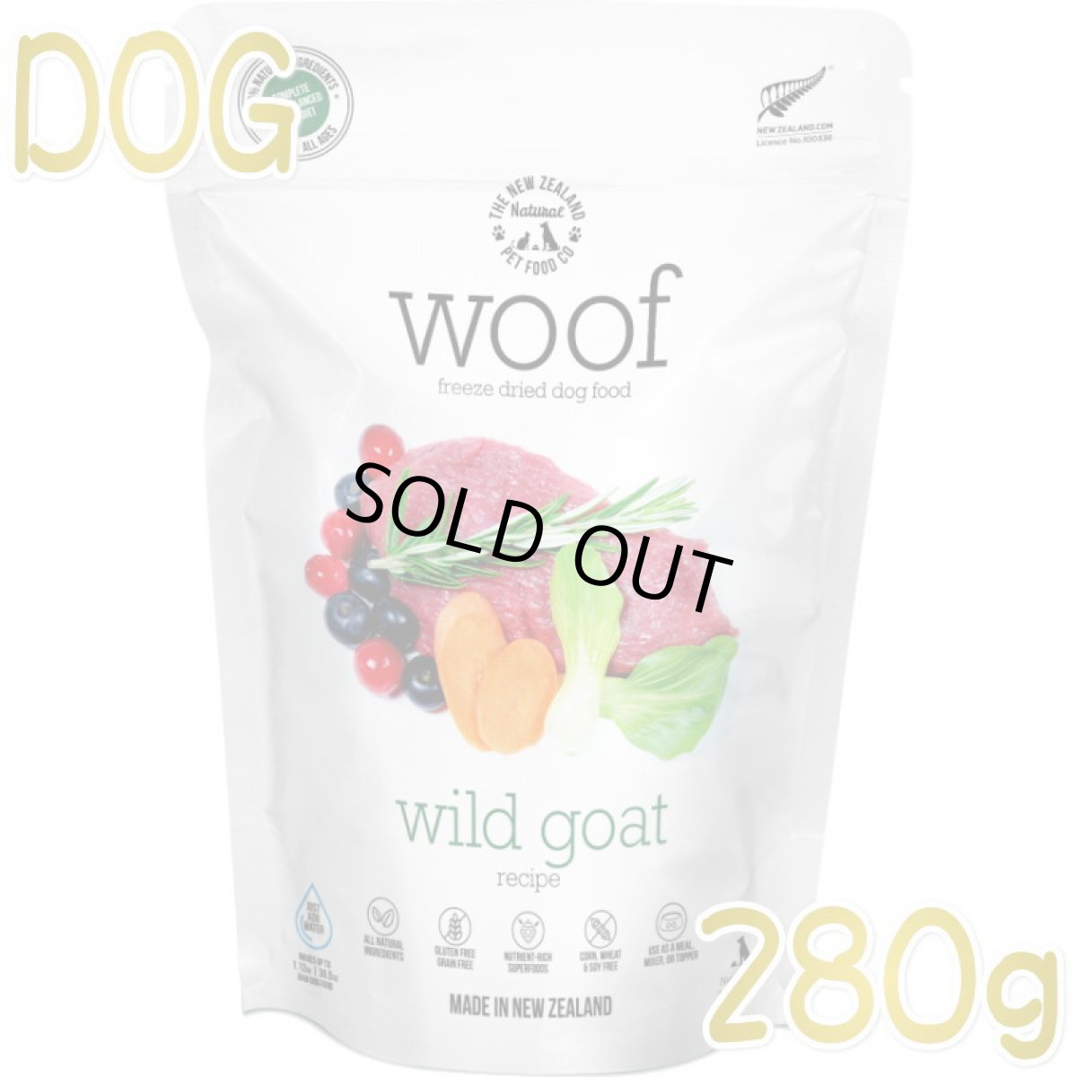 画像1: 最短賞味2026.10.8・WOOF・ワフ ワイルドゴート 280g全年齢犬用フリーズドライ総合栄養食ドッグフードwo44229正規品 (1)