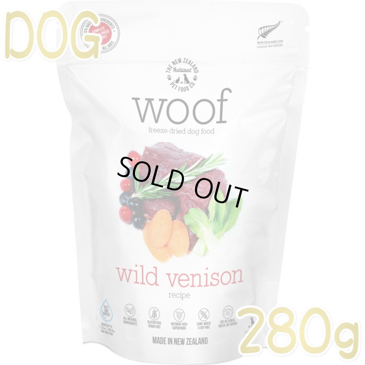 画像1: 最短賞味2027.4.1・WOOF・ワフ ワイルドベニソン 280g全年齢犬用フリーズドライ総合栄養食ドッグフードwo44489正規品 (1)