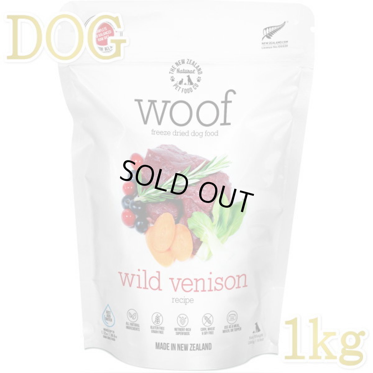 画像1: 最短賞味2026.5.30・WOOF・ワフ ワイルドベニソン 1kg全年齢犬用フリーズドライ総合栄養食ドッグフードwo44496正規品 (1)