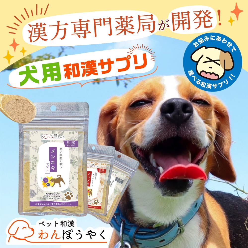    人用漢方の老舗、赤尾漢方薬局の犬用漢方【わんぽうやく】の取扱開始！ 