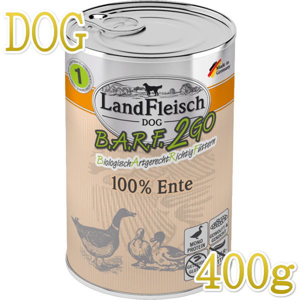 画像1: 最短賞味2025.10・ランドフライシュ バーフ2ゴー カモ 400g缶 全年齢犬用一般食LandFleisch B.A.R.F.2GO bg45173 (1)