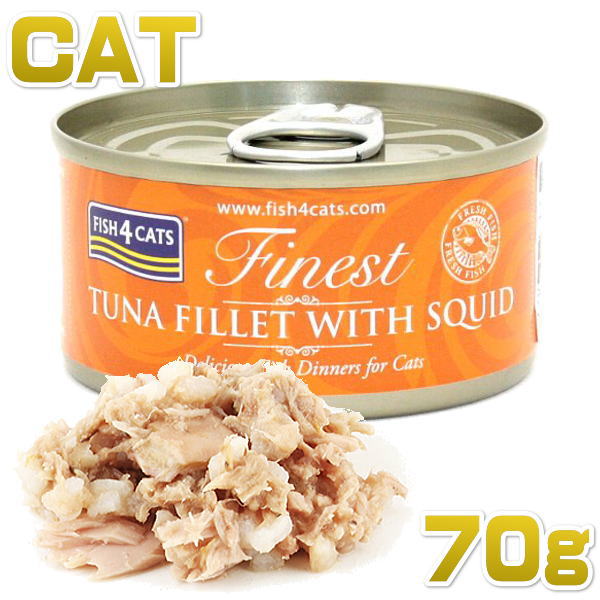 画像1: 最短賞味2024.5・フィッシュ4キャット 猫缶「ツナ＆イカ」 70g缶 全年齢猫用キャットフード ウェット一般食正規品f4c02073 (1)